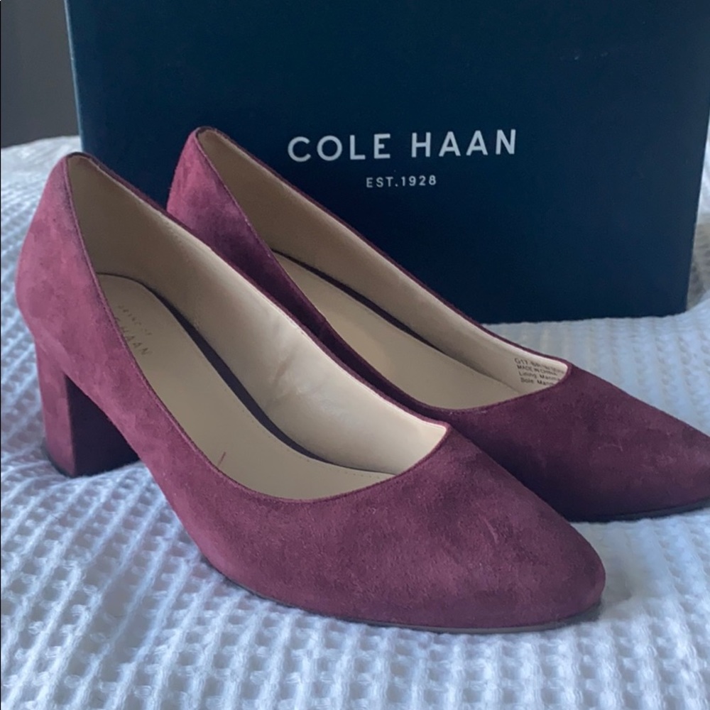 Cole Haan Burgundy Suede Heels